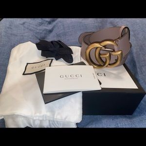 wide gucci belt size 75 dusty pink leather